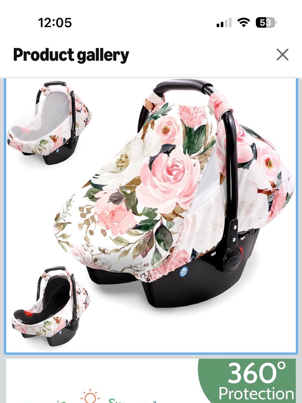 Floral Infant Car Seat Cover - Pink Rose